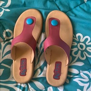 Pink and blue comfy sandals